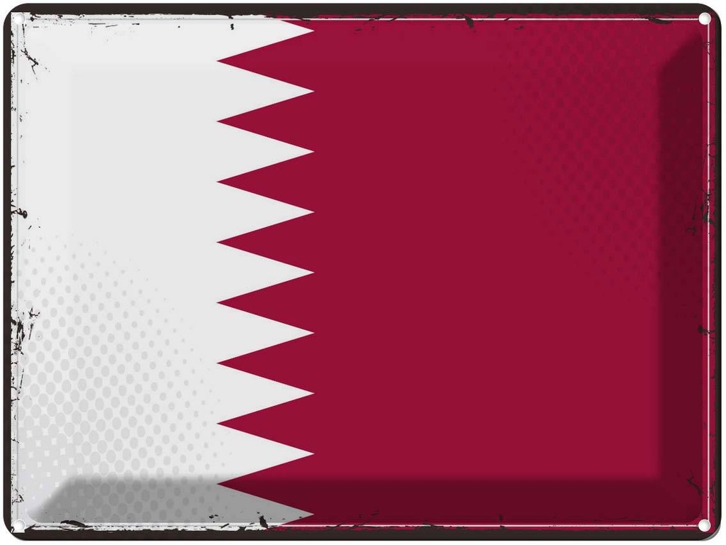 Blechschild 30x40 cm Katars Retro Qatar Flagge Fahne Wappen