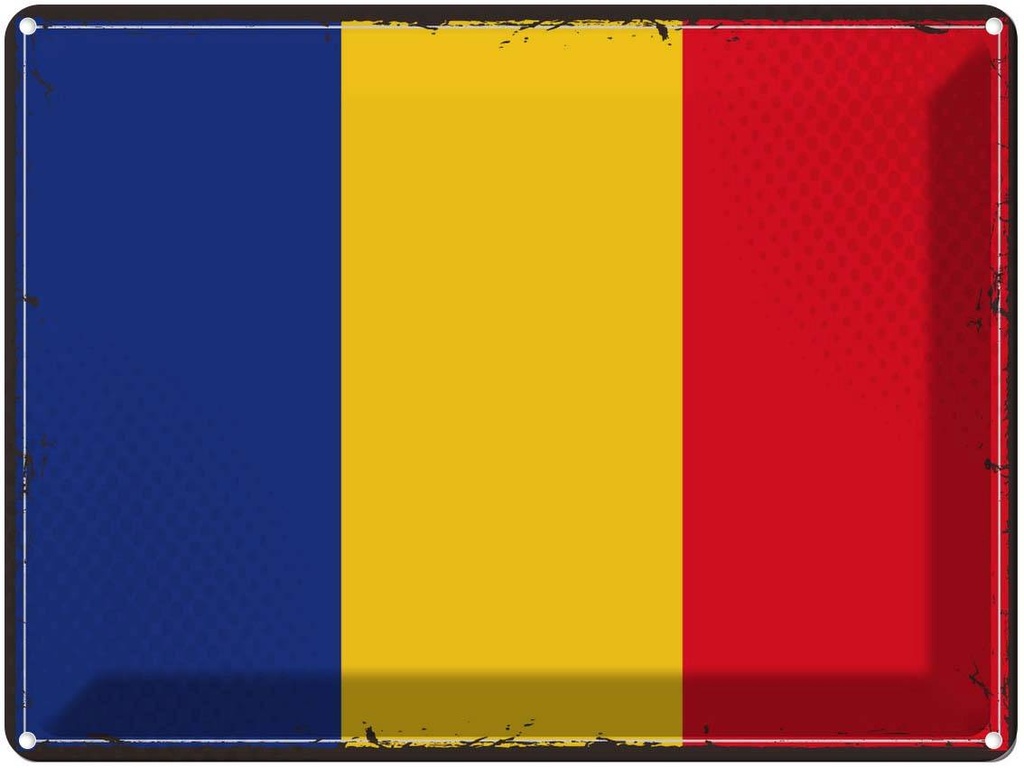 Blechschild 30x40 cm Rumäniens Retro Romania Flagge Fahne Wappen