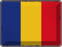 Blechschild 30x40 cm Rumäniens Retro Romania Flagge Fahne Wappen