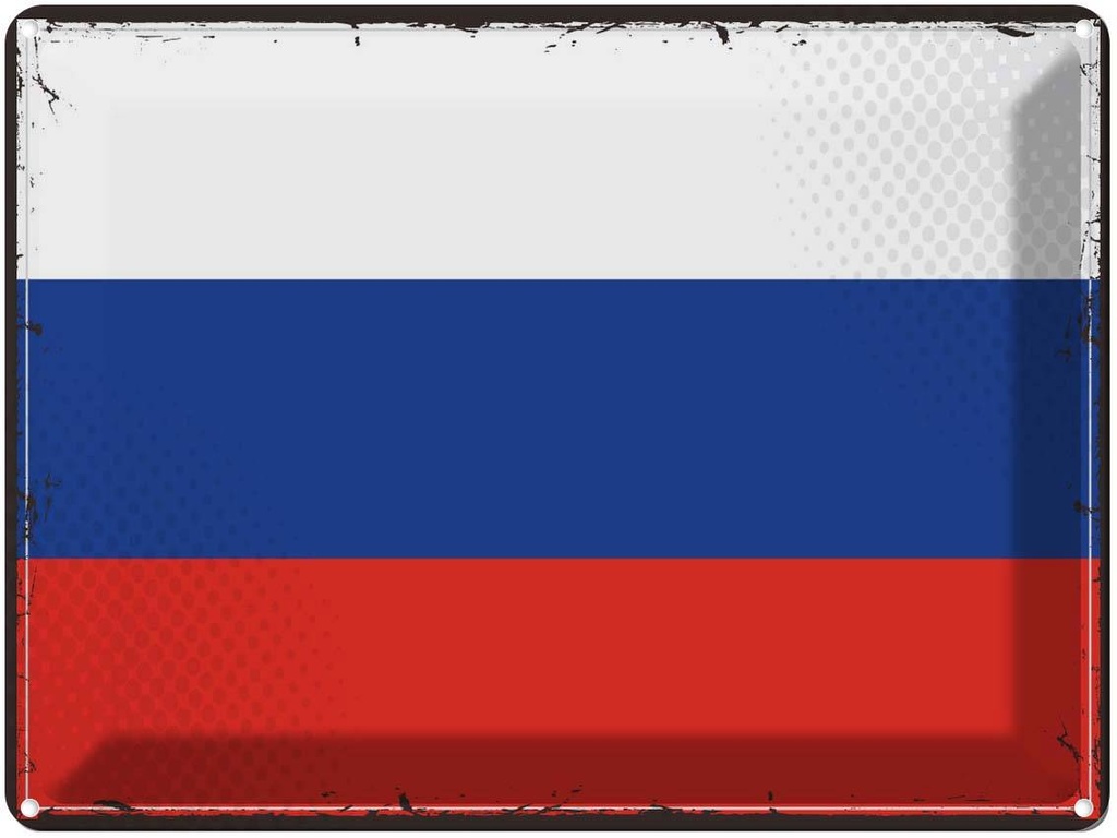 Blechschild 30x40 cm Russlands Retro Russia Flagge Fahne Wappen