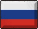 Blechschild 30x40 cm Russlands Retro Russia Flagge Fahne Wappen
