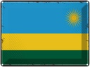 Blechschild 30x40 cm Ruandas Retro Rwanda Flagge Fahne Wappen