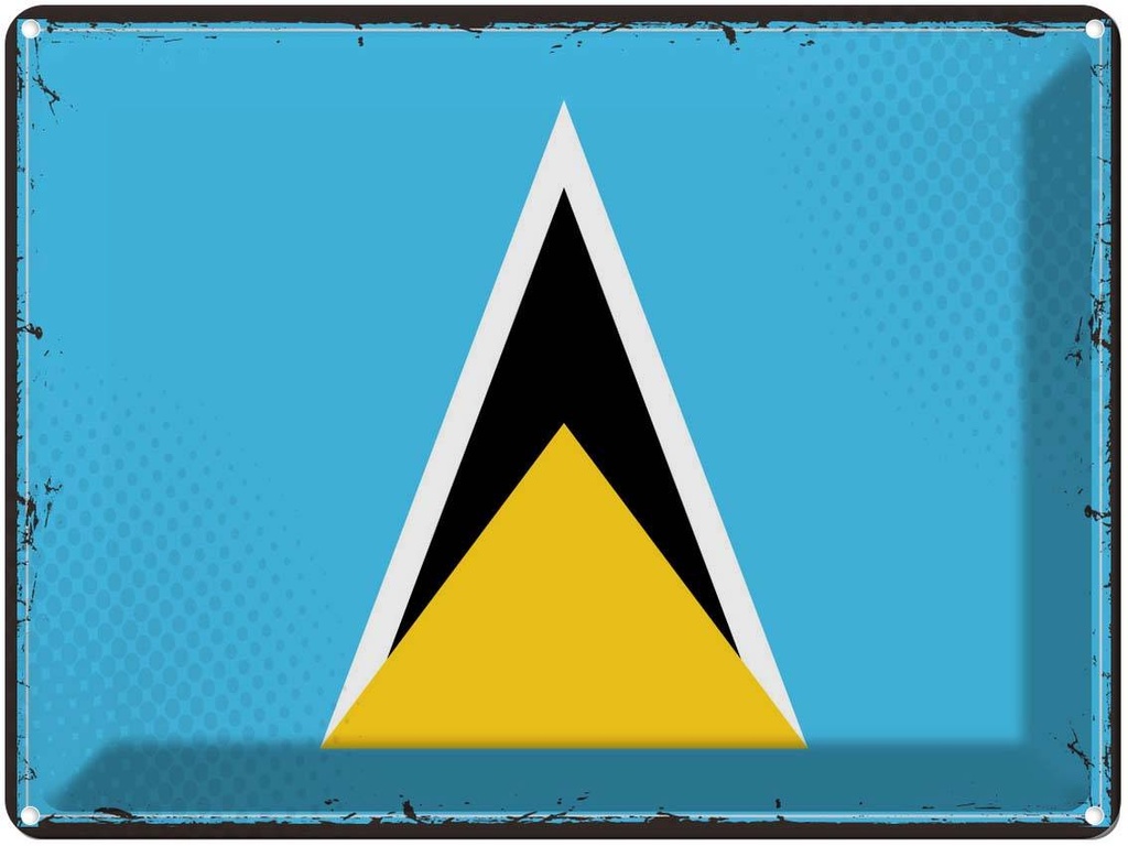 Blechschild 30x40 cm Saint Lucias Retro Lucia Flagge Fahne Wappen