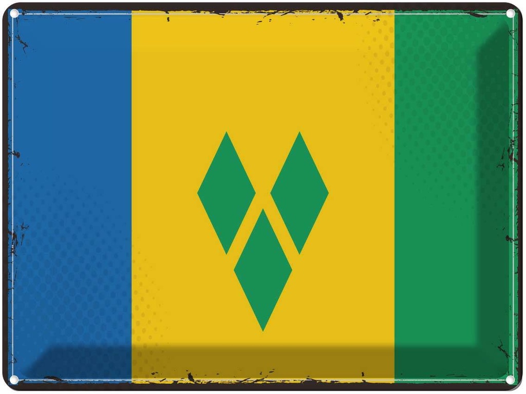 Blechschild 30x40 cm Saint Vincent Grenadinen Retro Flagge Fahne Wappen