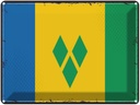Blechschild 30x40 cm Saint Vincent Grenadinen Retro Flagge Fahne Wappen