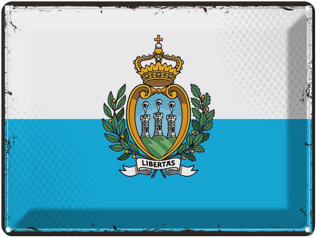 Blechschild 30x40 cm San Marinos Retro Marino Flagge Fahne Wappen