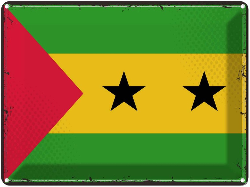 Blechschild 30x40 cm São Tomé und Príncipe Retro Flagge Fahne Wappen