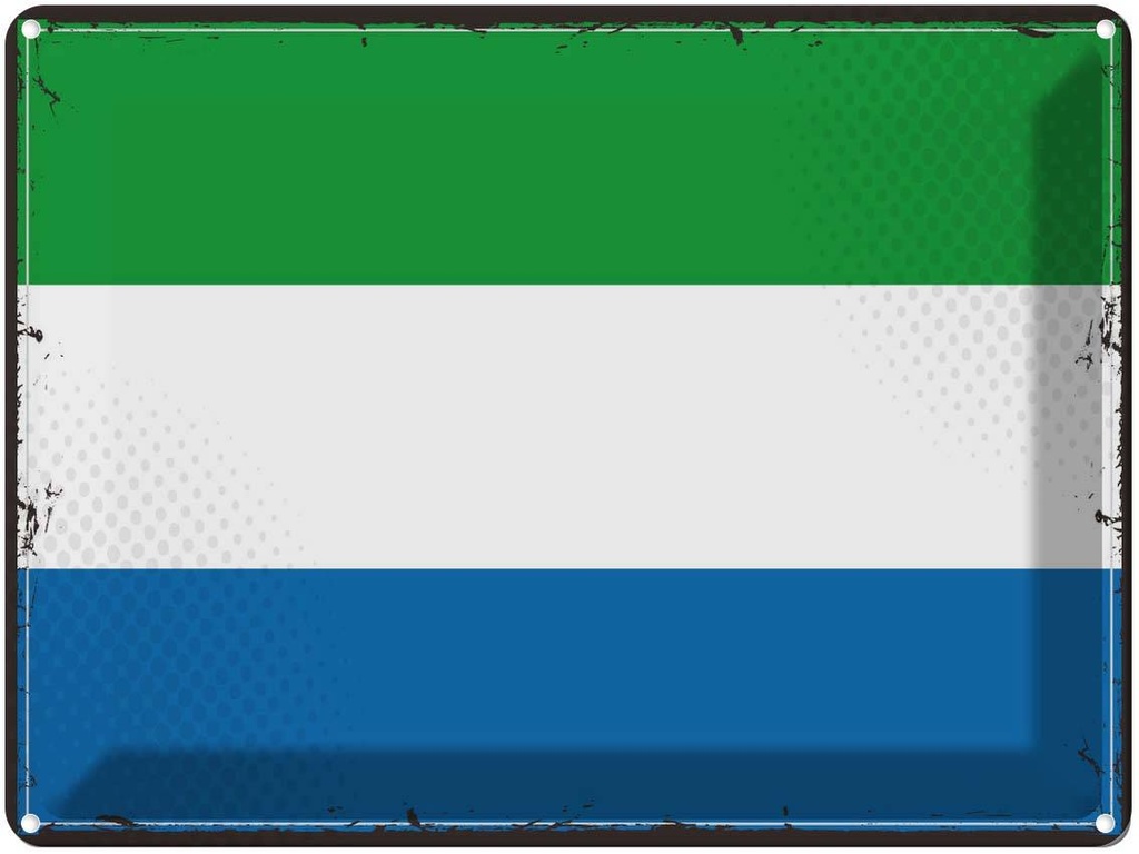 Blechschild 30x40 cm Sierra Leones Retro Leone Abenteuer Reisen Flagge Fahne Wappen