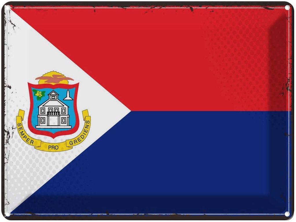Blechschild 30x40 cm Sint Maartens Retro Maarten Flagge Fahne Wappen