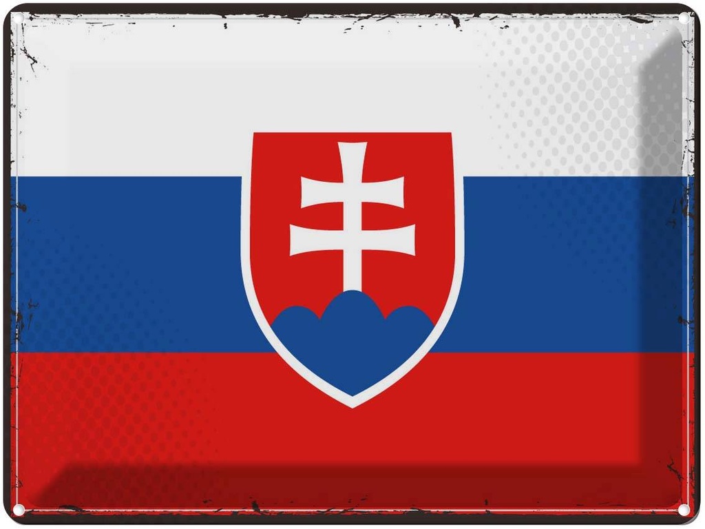 Blechschild 30x40 cm Slowakei Retro Slovakia Flagge Fahne Wappen