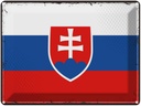 Blechschild 30x40 cm Slowakei Retro Slovakia Flagge Fahne Wappen