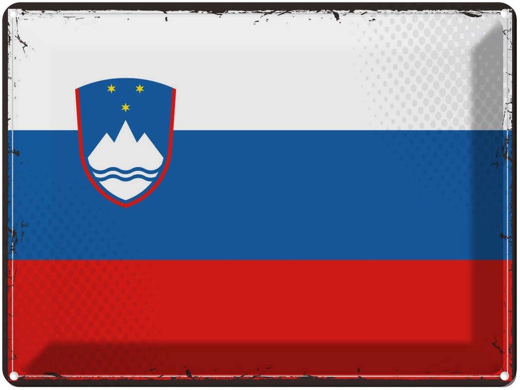 Blechschild 30x40 cm Sloweniens Retro Slovenia Flagge Fahne Wappen