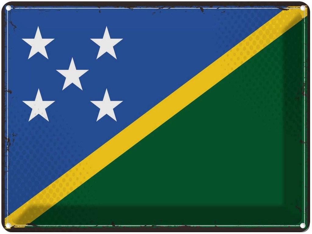 Blechschild 30x40 cm Salomonen Retro Solomon Islands Abenteuer Reisen Flagge Fahne Wappen