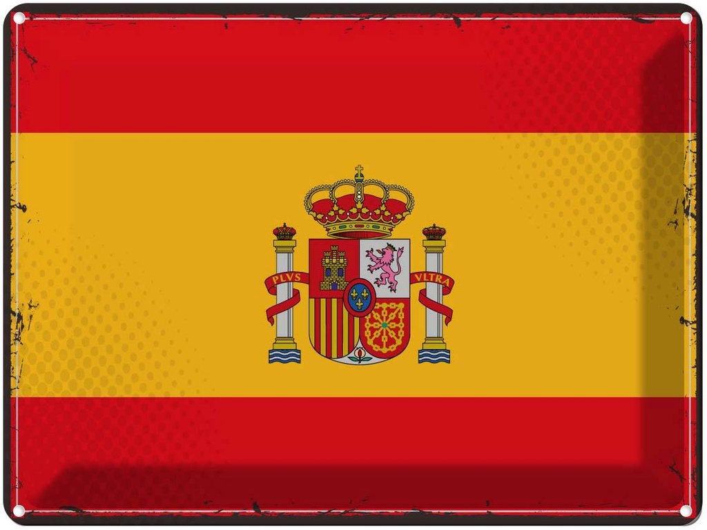 Blechschild 30x40 cm Spaniens Retro Spain Flagge Fahne Wappen