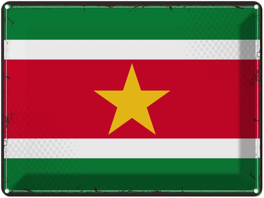 Blechschild 30x40 cm Surinames Retro Suriname Flagge Fahne Wappen
