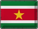 Blechschild 30x40 cm Surinames Retro Suriname Flagge Fahne Wappen
