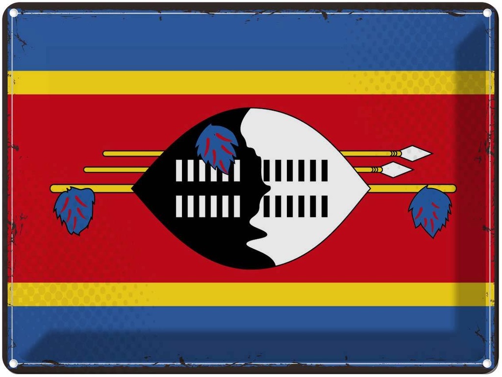 Blechschild 30x40 cm Swasilands Retro Eswatini Flagge Fahne Wappen
