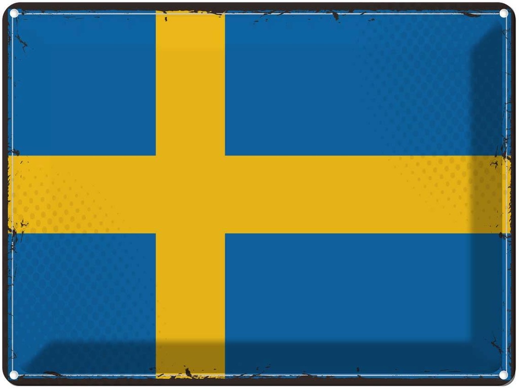 Blechschild 30x40 cm Schwedens Retro Sweden Flagge Fahne Wappen