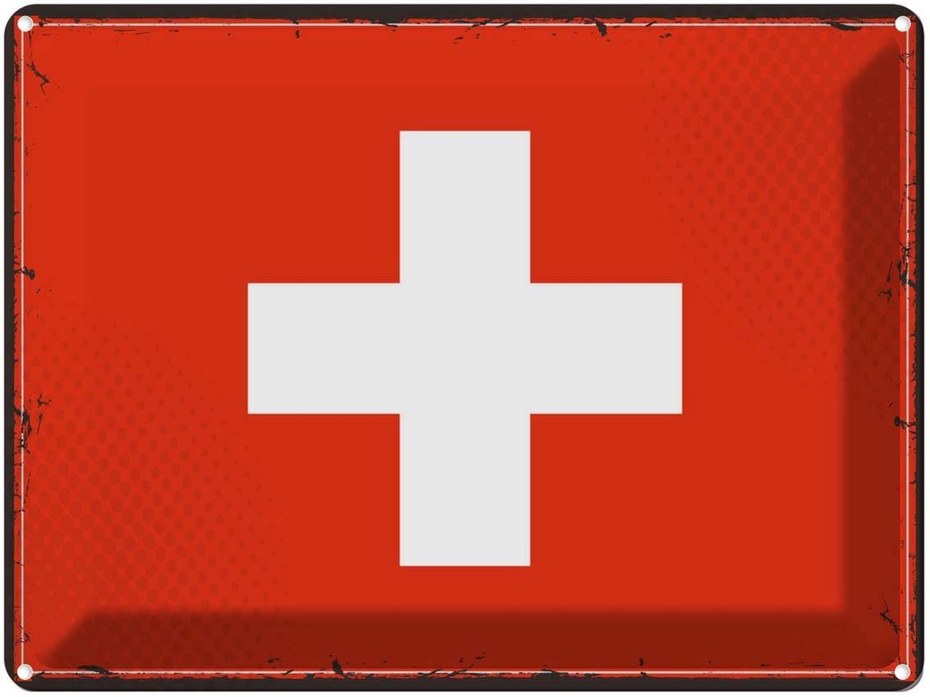 Blechschild 30x40 cm Schweiz Retro Switzerland Flagge Fahne Wappen