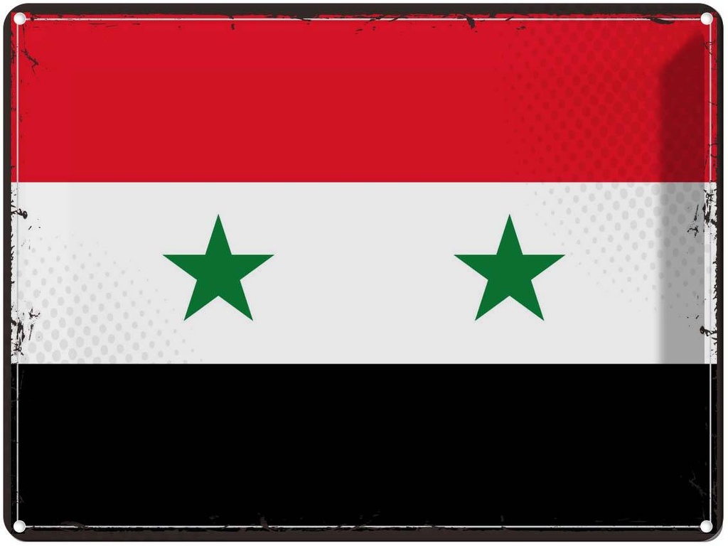 Blechschild 30x40 cm Syriens Retro Syria Flagge Fahne Wappen