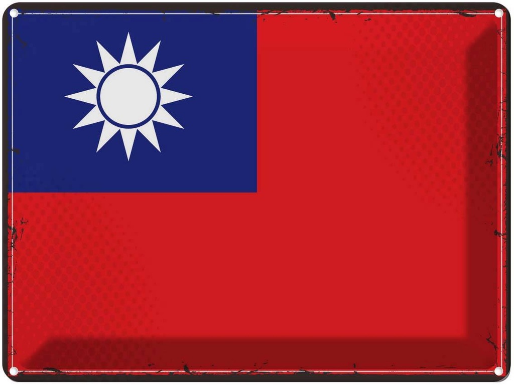 Blechschild 30x40 cm China Retro Taiwan Flagge Fahne Wappen