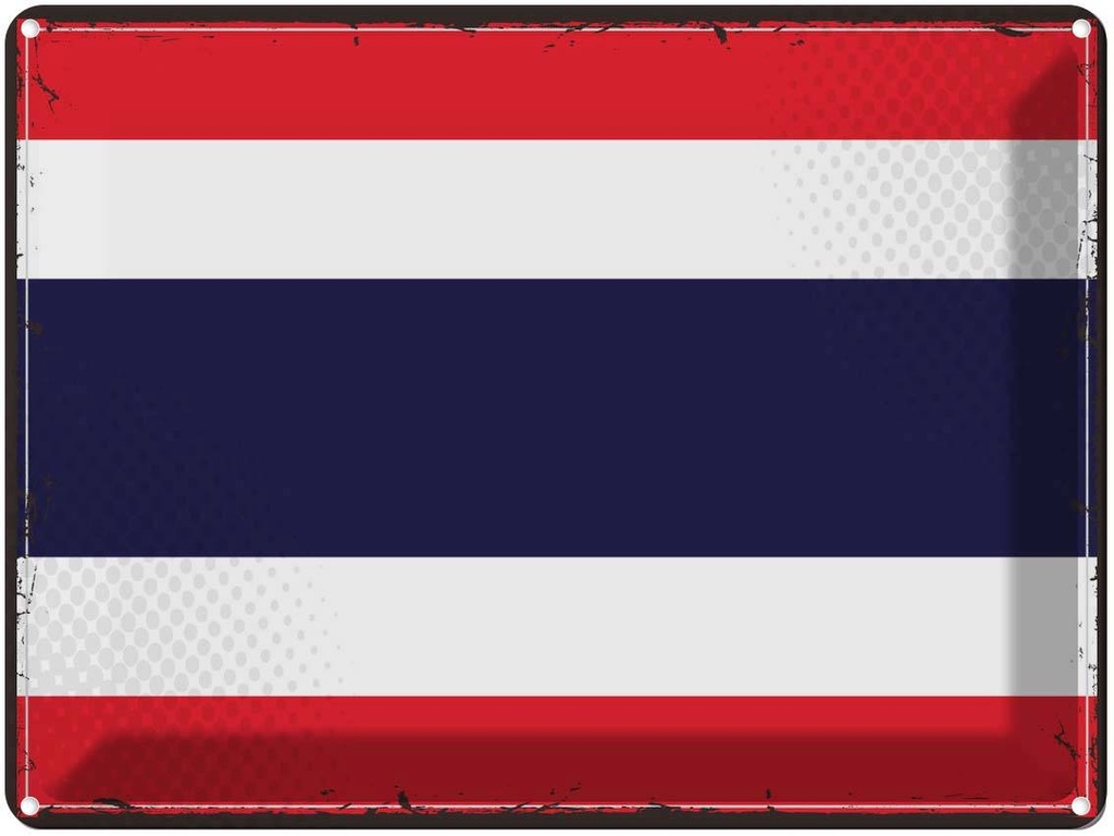 Blechschild 30x40 cm Thailands Retro Thailand Flagge Fahne Wappen