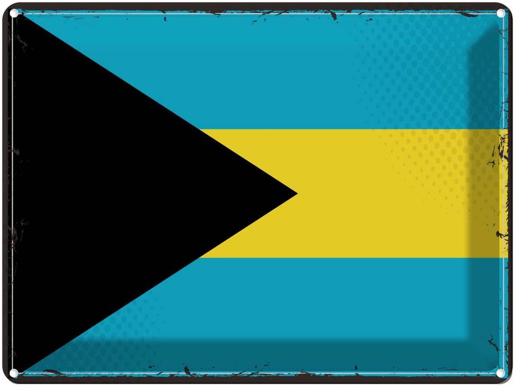 Blechschild 30x40 cm Bahamas Retro Flagge Fahne Wappen
