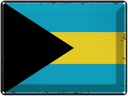 Blechschild 30x40 cm Bahamas Retro Flagge Fahne Wappen