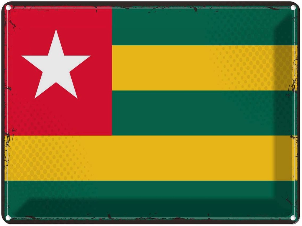 Blechschild 30x40 cm Togos Retro Togo Flagge Fahne Wappen