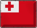 Blechschild 30x40 cm Tongas Retro Tonga Flagge Fahne Wappen