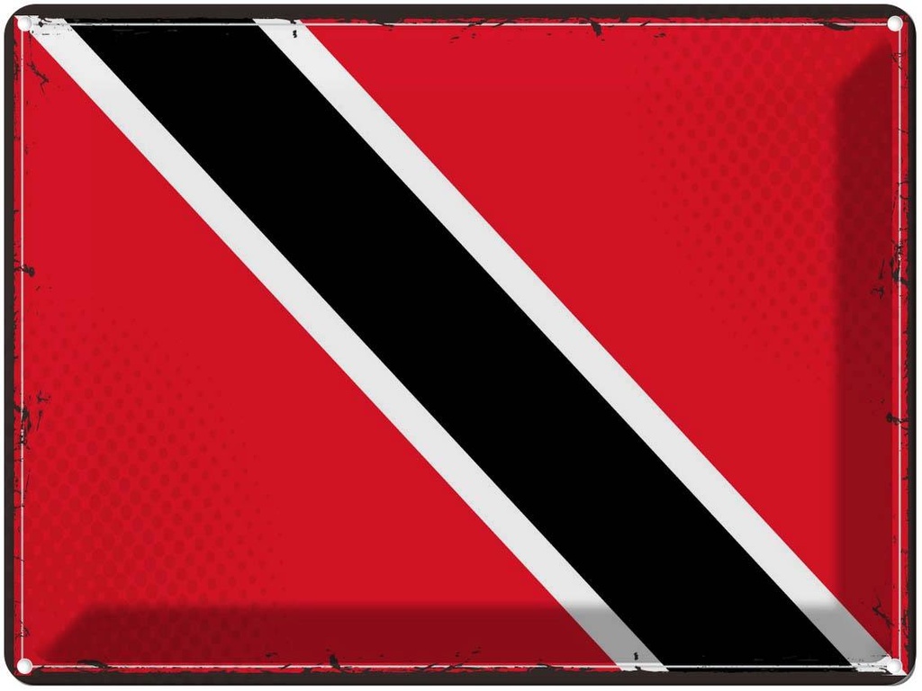 Blechschild 30x40 cm Trinidad und Tobagos Retro Flagge Fahne Wappen