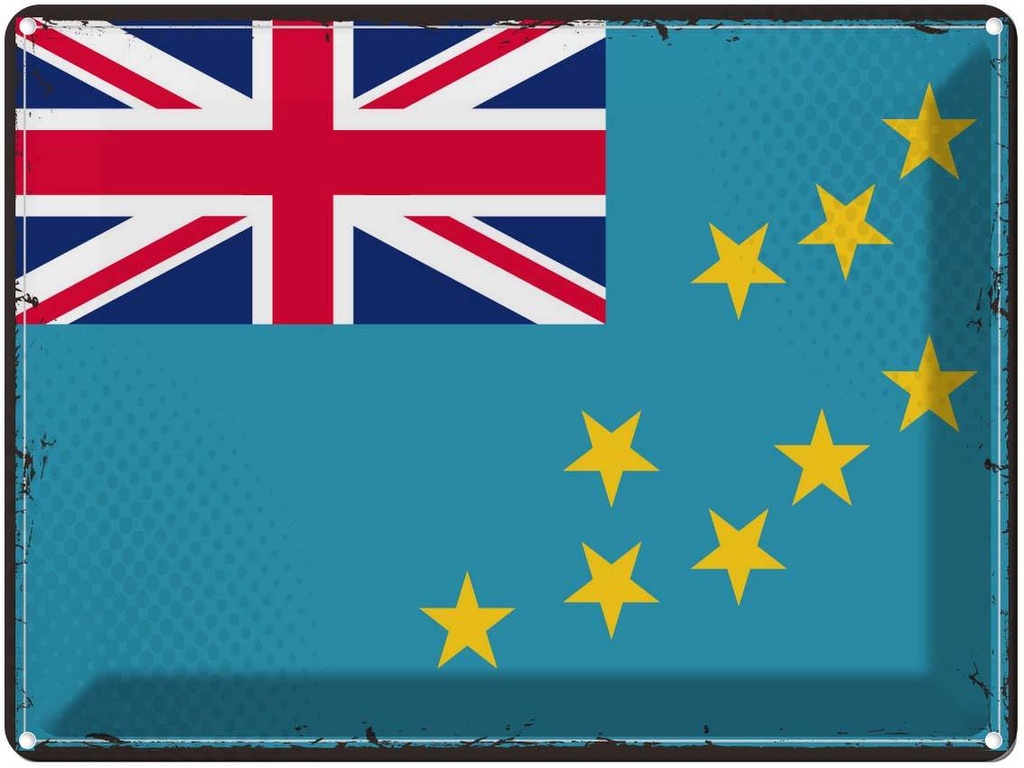 Blechschild 30x40 cm Tuvalus Retro Tuvalu Flagge Fahne Wappen