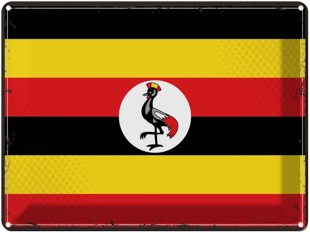 Blechschild 30x40 cm Ugandas Retro Uganda Flagge Fahne Wappen
