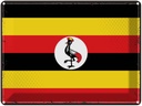Blechschild 30x40 cm Ugandas Retro Uganda Flagge Fahne Wappen