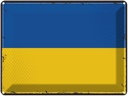 Blechschild 30x40 cm Ukraine Retro Flagge Fahne Wappen