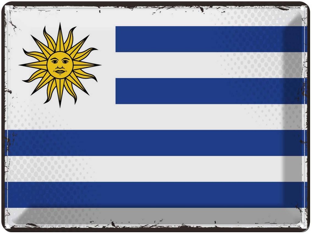 Blechschild 30x40 cm Uruguays Retro Uruguay Flagge Fahne Wappen