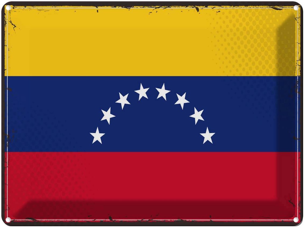 Blechschild 30x40 cm Venezuelas Retro Venezuela Flagge Fahne Wappen