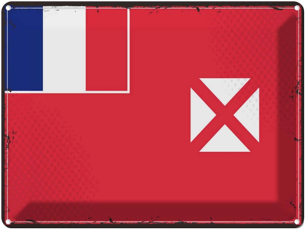 Blechschild 30x40 cm Wallis und Futuna Retro Flagge Fahne Wappen
