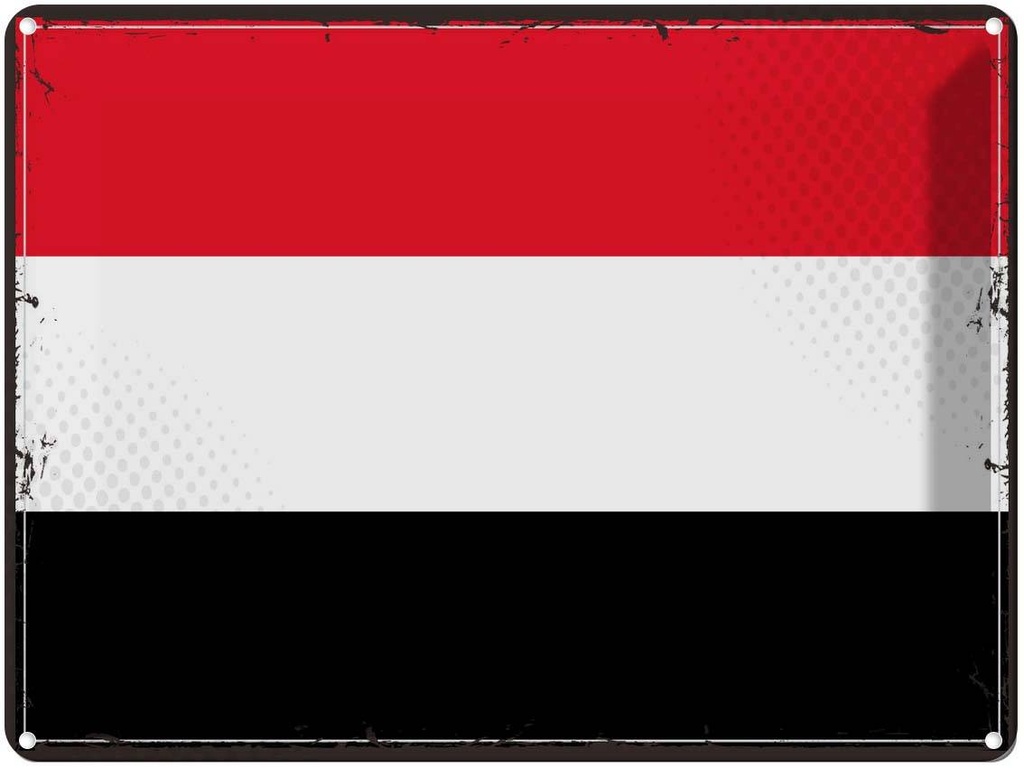 Blechschild 30x40 cm Jemen Retro Yemen Flagge Fahne Wappen