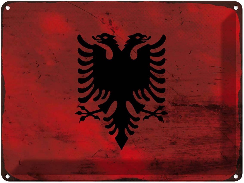 Blechschild 30x40 cm Albanien Albania Flagge Fahne Wappen