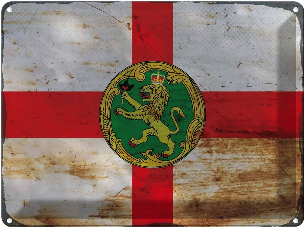Blechschild 30x40 cm Alderney Flagge Fahne Wappen