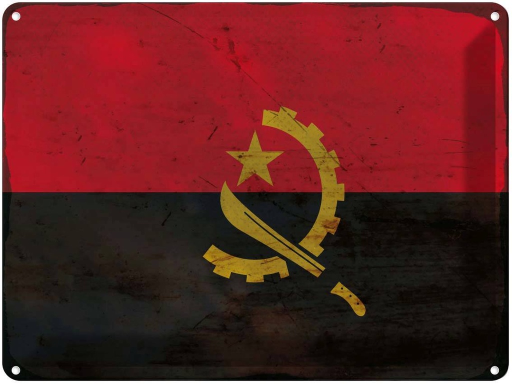 Blechschild 30x40 cm Angola Flagge Fahne Wappen