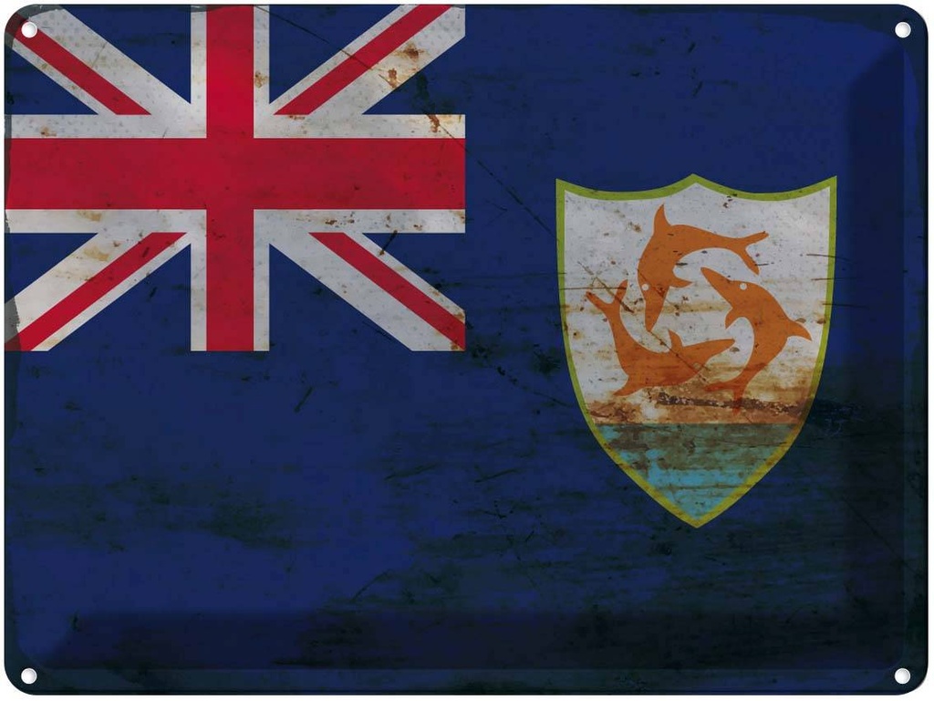 Blechschild 30x40 cm Anguilla Flagge Fahne Wappen