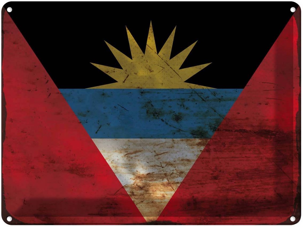 Blechschild 30x40 cm Antigua und Barbuda Flagge Fahne Wappen
