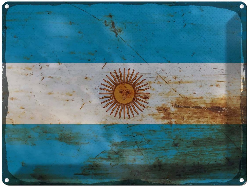 Blechschild 30x40 cm Argentinien Argentina Flagge Fahne Wappen