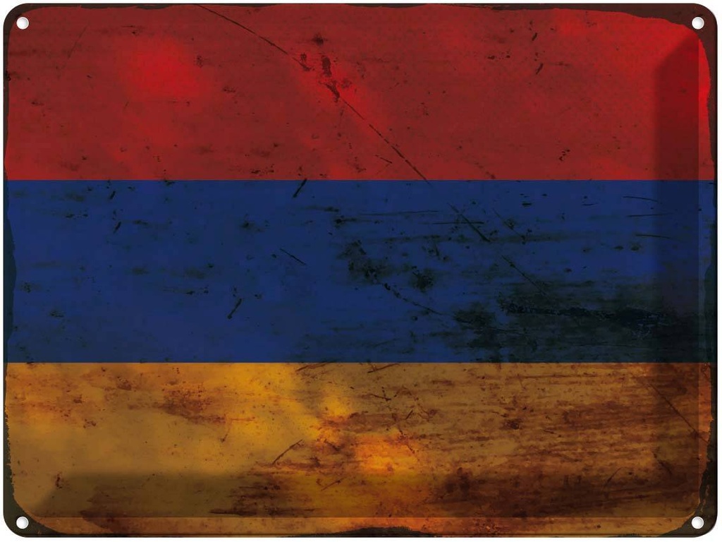 Blechschild 30x40 cm Armenien Armenia Flagge Fahne Wappen
