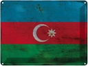 Blechschild 30x40 cm Aserbaidschan Azerbaijan Flagge Fahne Wappen
