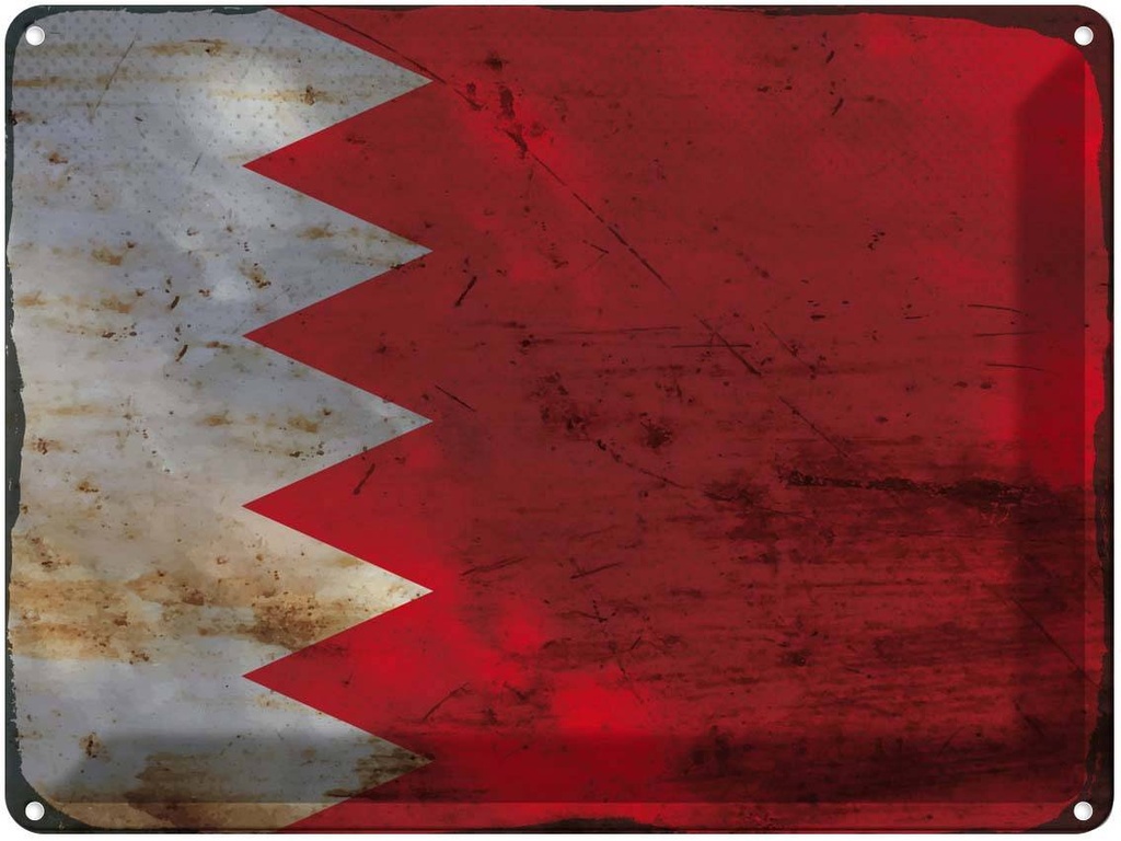 Blechschild 30x40 cm Bahrain Flagge Fahne Wappen