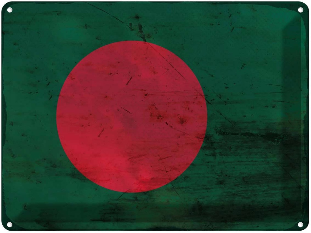 Blechschild 30x40 cm Bangladesch Bangladesh Flagge Fahne Wappen