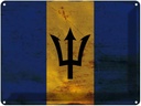 Blechschild 30x40 cm Barbados Flagge Fahne Wappen